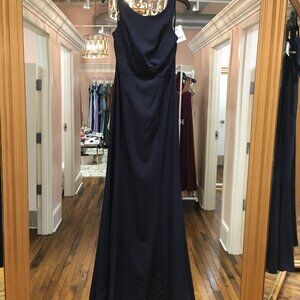 Amsale Navy Joelle Fit & Flare High neck 8